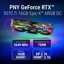 Tarjeta Gráfica PNY GEFORCE RTX™ 5070 Ti 16GB ARGB Overclocked Triple Fan