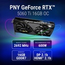 Tarjeta Gráfica PNY GeForce RTX 5060 Ti Overclocked Dual Fan 16GB GDDR7 Reflex 2 RTX AI DLSS4