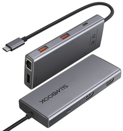 [DOCKING-100W-2HDMI-1DP] 8-in-1 USB-C Mini Docking to (2x) 4K60Hz HDMI + DP + 100W PD + RJ45 Gigabit LAN (dongle hub)